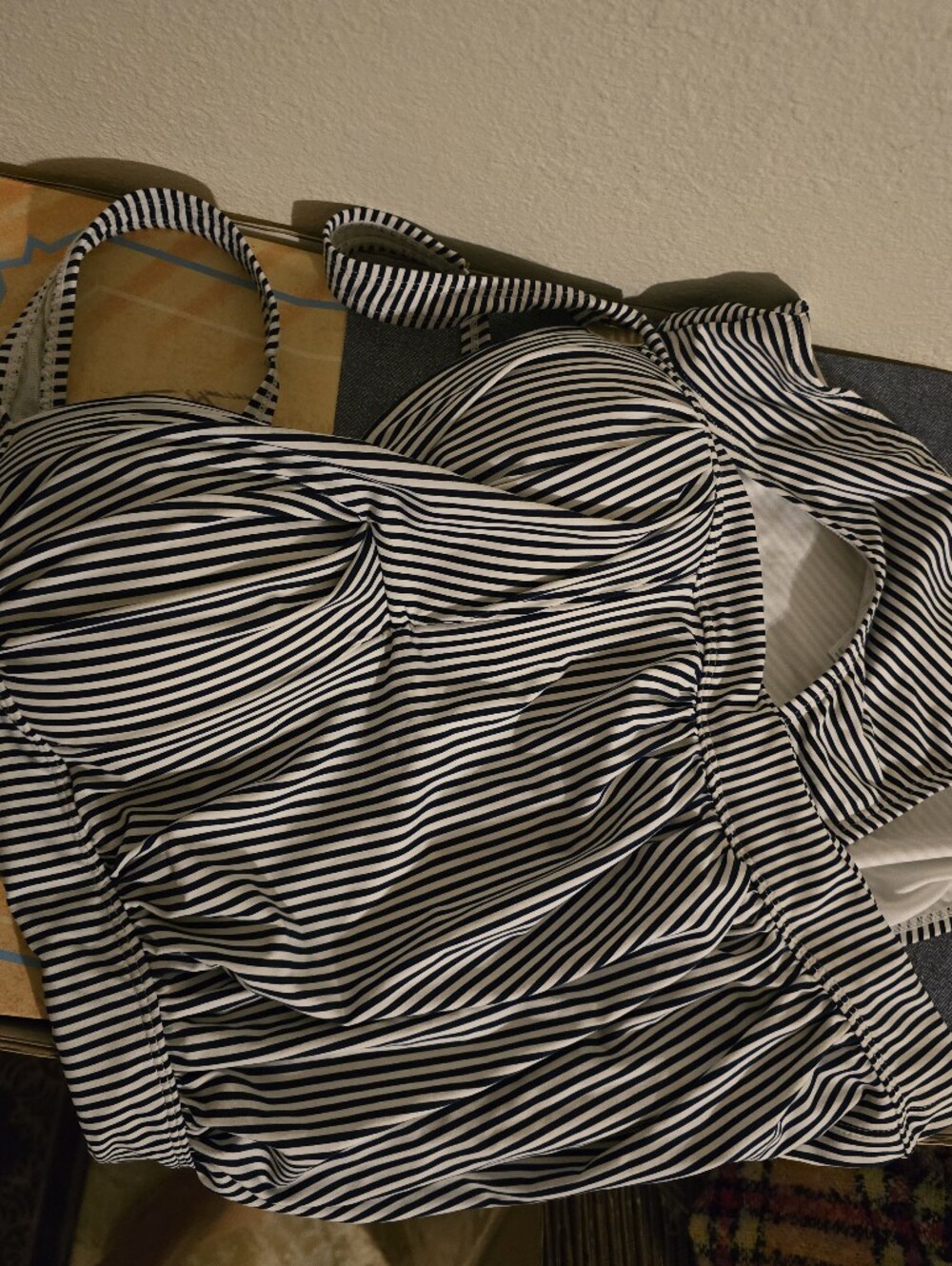Striped Blue & White Women's Tank And Bottoms Swimwear